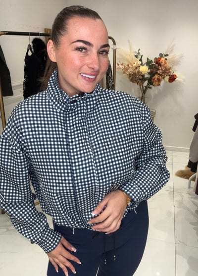 Navy check lightweight jacket