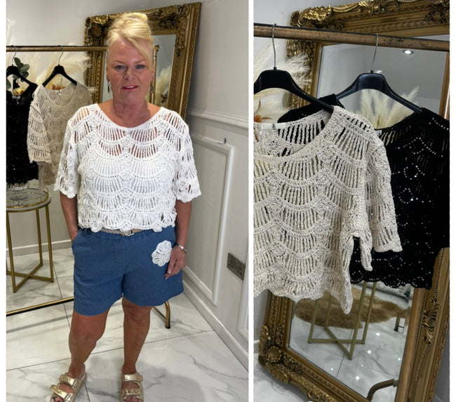 CROCHET sequin top