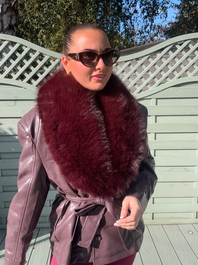 Wine LUXE faux fur jacket