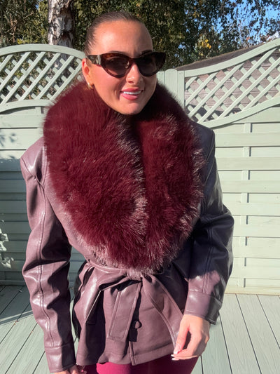 Wine LUXE faux fur jacket