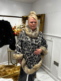 Leopard faux fur poncho