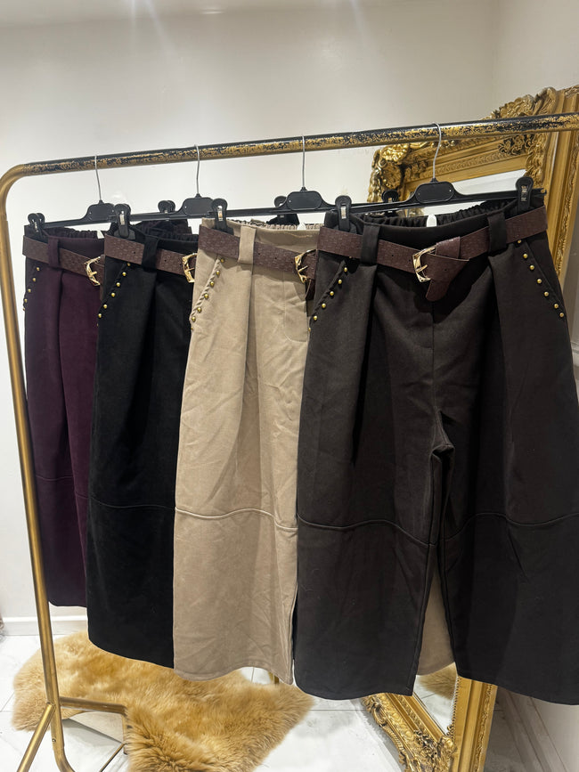 Stud belted trouser