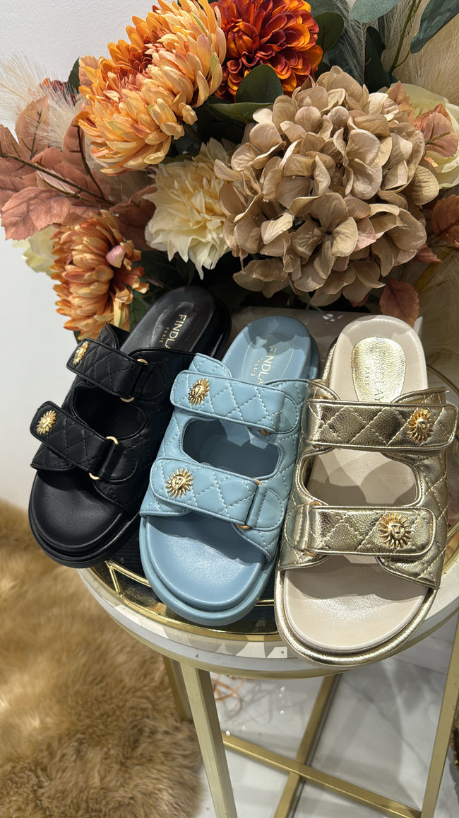 QUILTED SUNFLOWER SANDALS