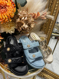 QUILTED SUNFLOWER SANDALS
