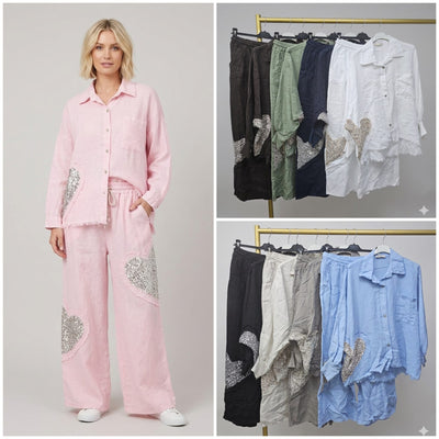 SEQUIN heart trouser set