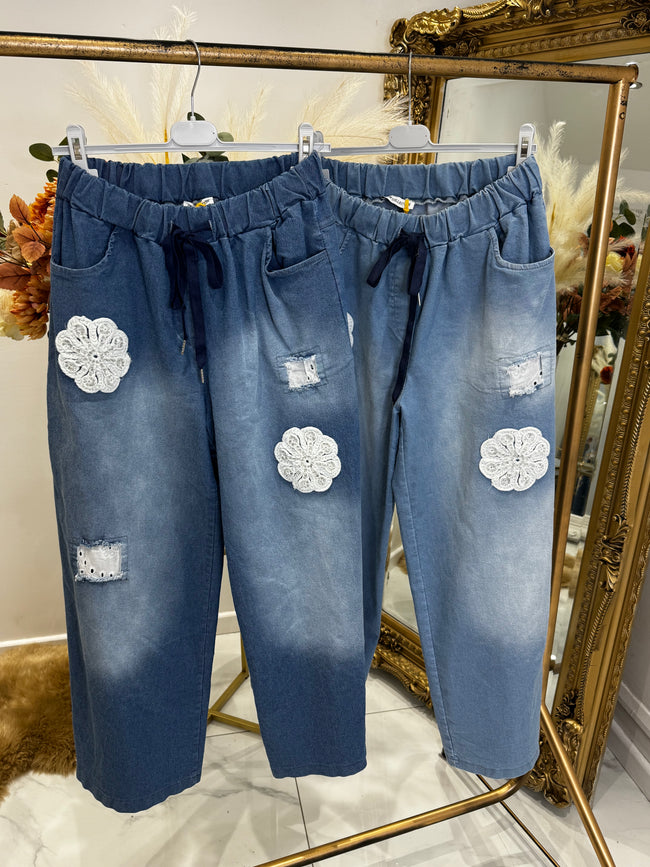 Wide leg denim FLOWER JEANS