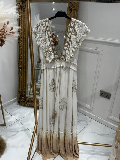 Beige/white BOHO dress 6181