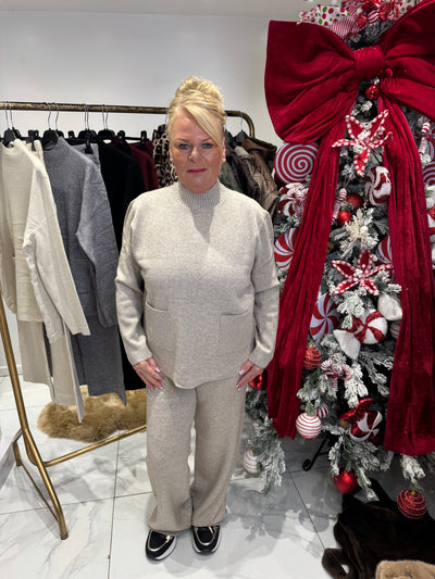 Plain pocket knitted tracksuit