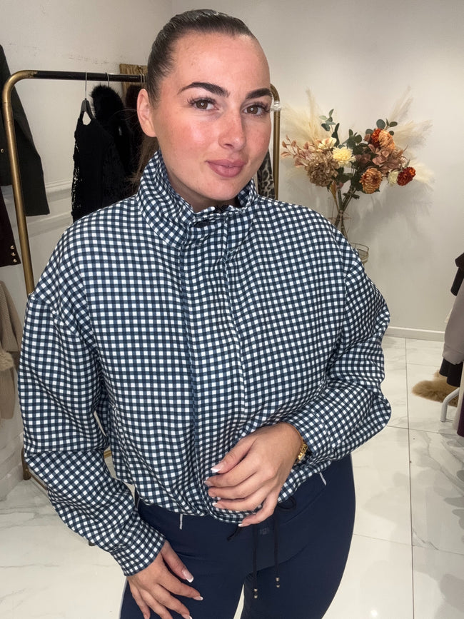 Navy check lightweight jacket